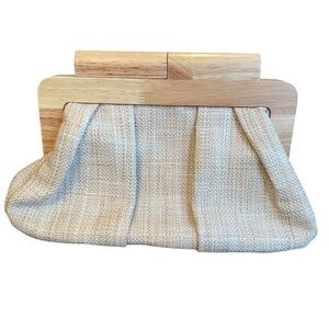 Natural Alessia Clutch by Shiraleah Chicago-Magnetic Closure-Smooth Wood Handle